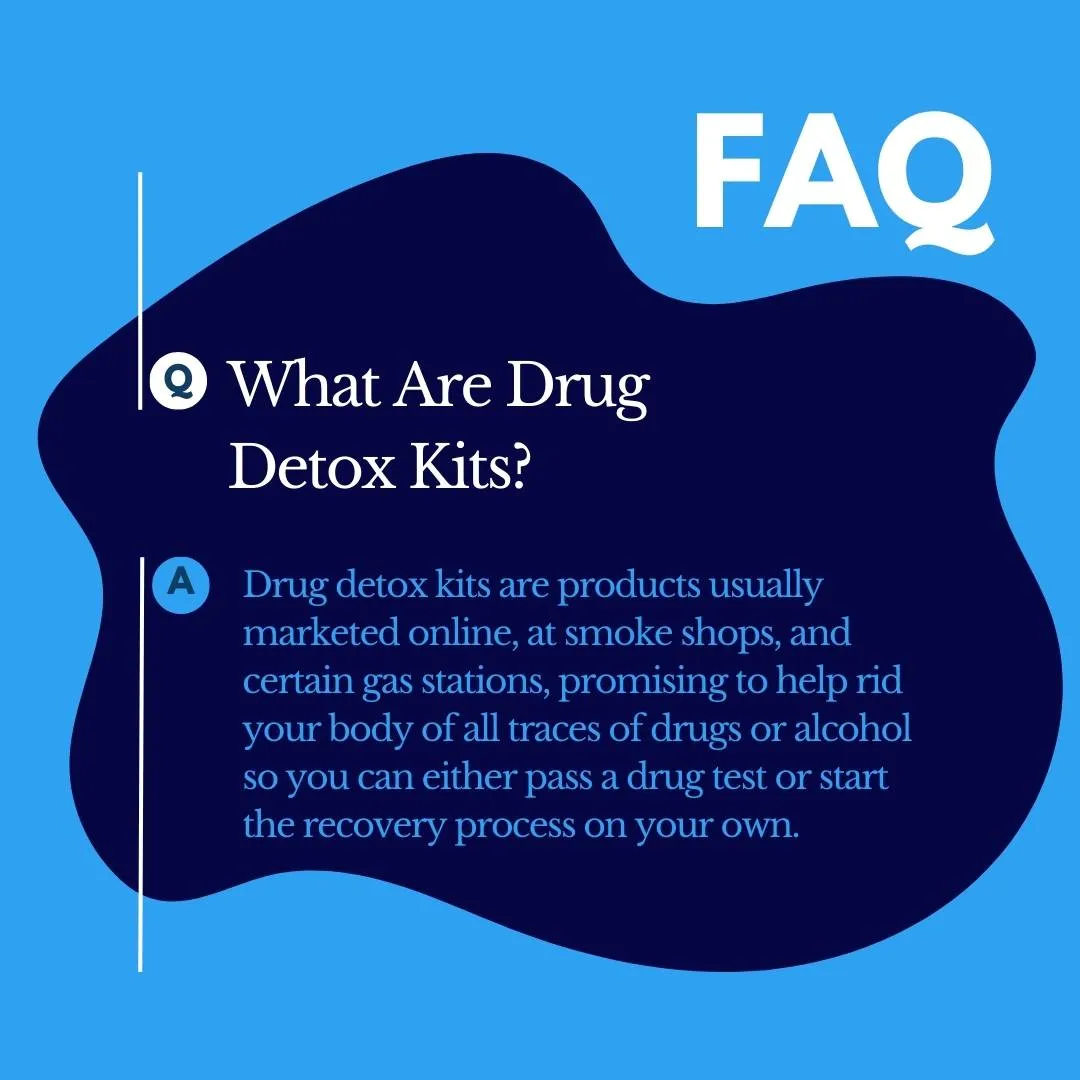 Drug detox kit FAQ infographic from Icarus Nevada
