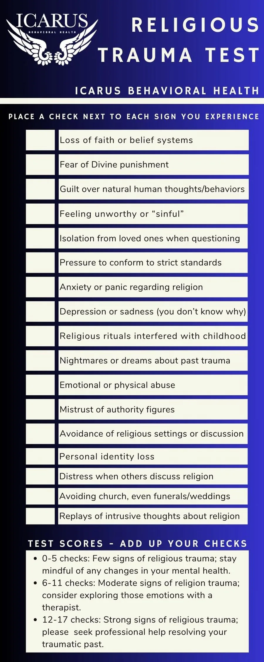 Religious Trauma Test - Icarus Behavioral Health Nevada