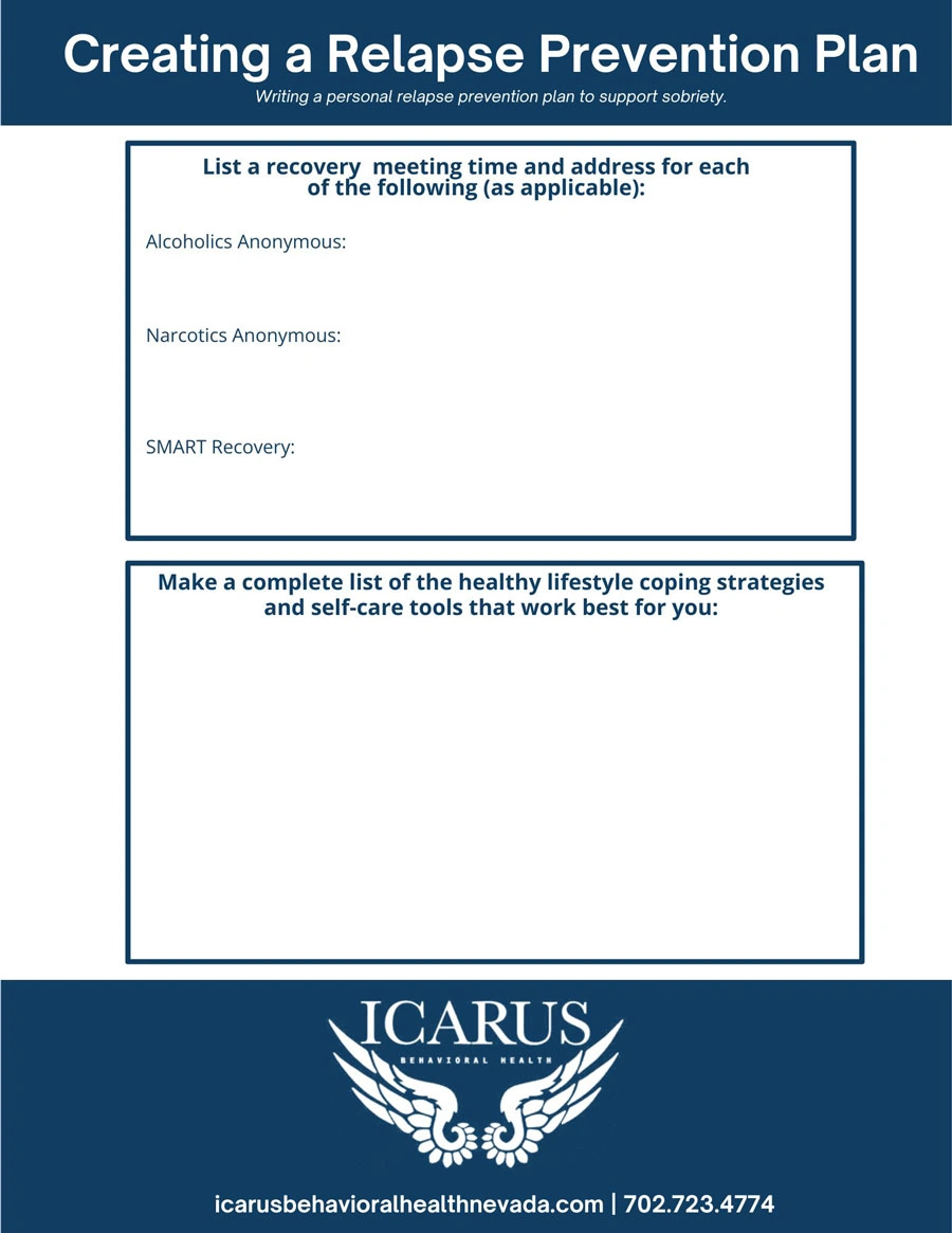 Relapse Prevention Plan 4 - Icarus Behavioral Health Nevada