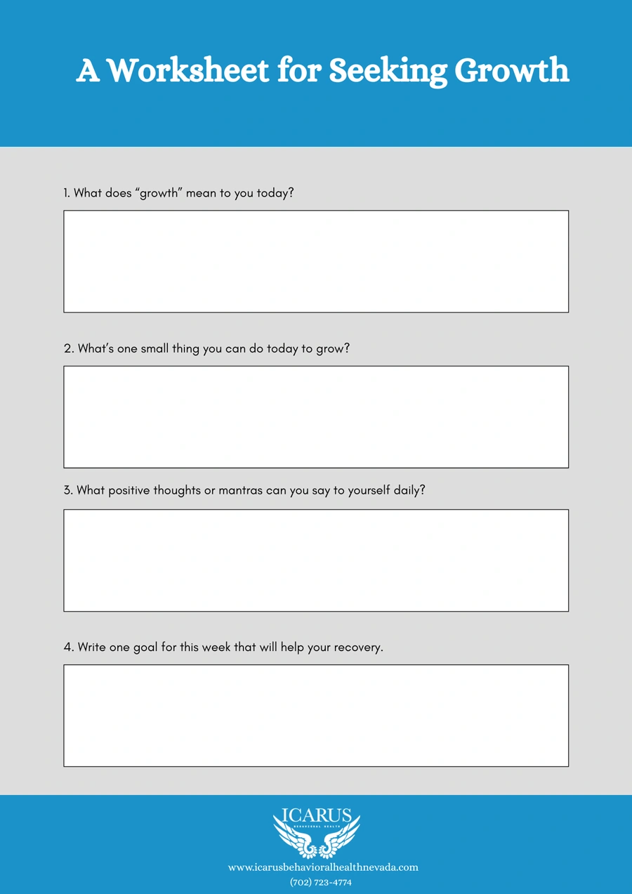 A Worksheet for Seeking Growth - Icarus Behavioral Health Nevada
