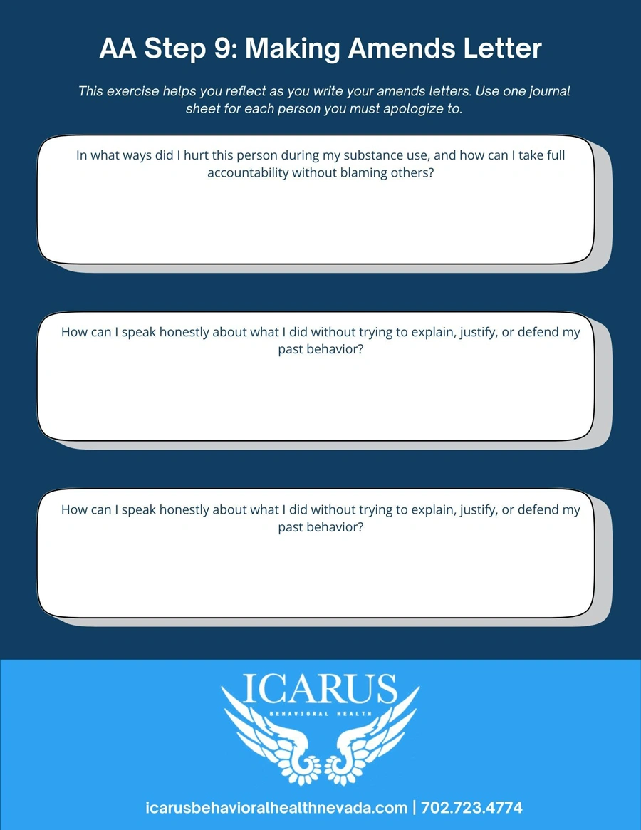 AA Step 9 - Making Amends Letter 1 - Icarus Behavioral Health AA Step 9 - Making Amends Letter 1 - Icarus Behavioral Health