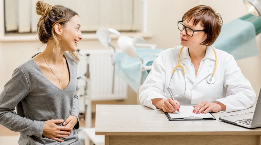 Young woman BDD patient with a senior doctor during the consultation