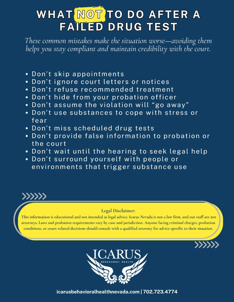 List of what not to do after a 1st Failed Drug Test while on Probation - Icarus Neveda