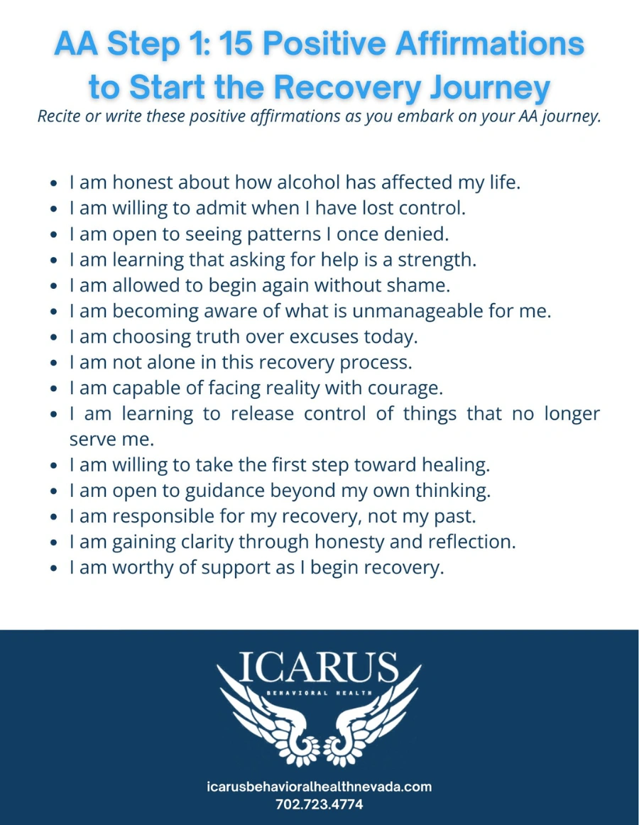 15 AA Step 1 Positive Affirmation to start your recovery journal
