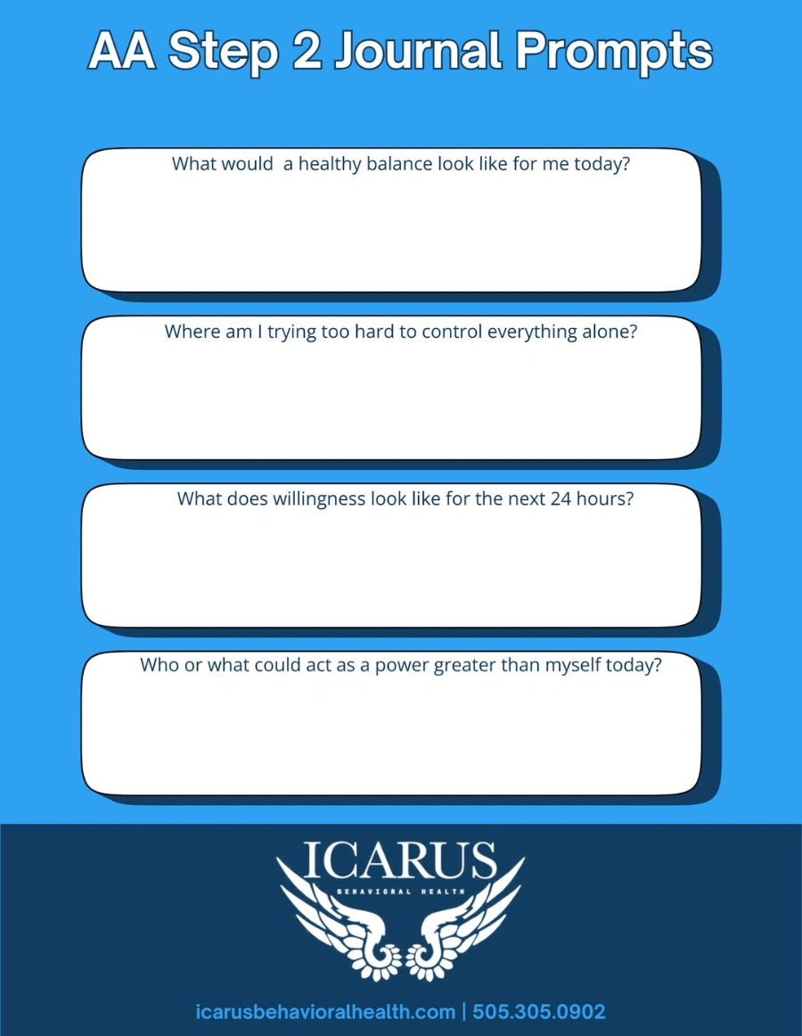 AA step 2 Journal prompts 2 - Icarus Neveda