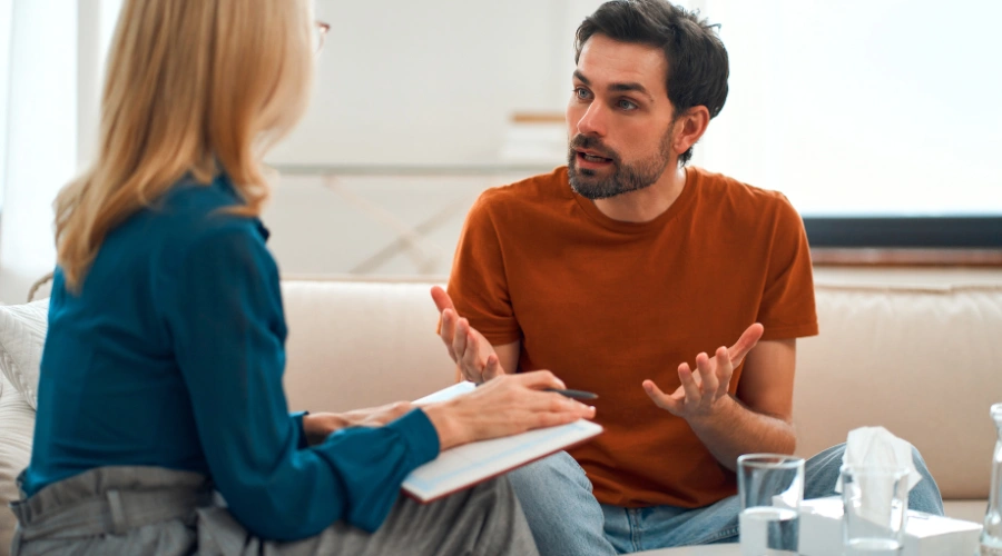 Image of a man talking to his probation officer after a positive drug test in Nevada