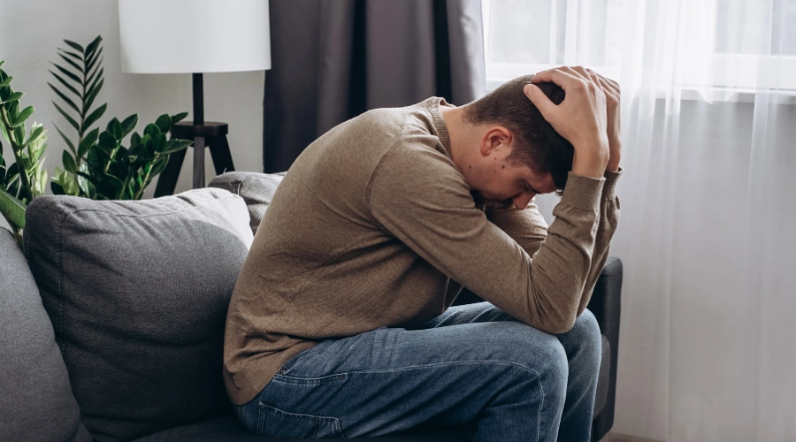 Image of a man experiencing emotional ups and downs, symbolizing the fluctuating nature of anxiety and depression